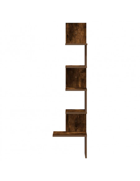 Scaffale Angolare a Muro Rovere Fumo 32x32x127,5 cm Truciolato