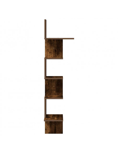 Scaffale Angolare a Muro Rovere Fumo 32x32x127,5 cm Truciolato