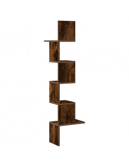 Scaffale Angolare a Muro Rovere Fumo 32x32x127,5 cm Truciolato