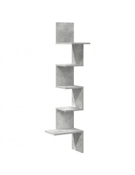 Scaffale Angolare a Muro Grigio Cemento 32x32x127,5 cm
