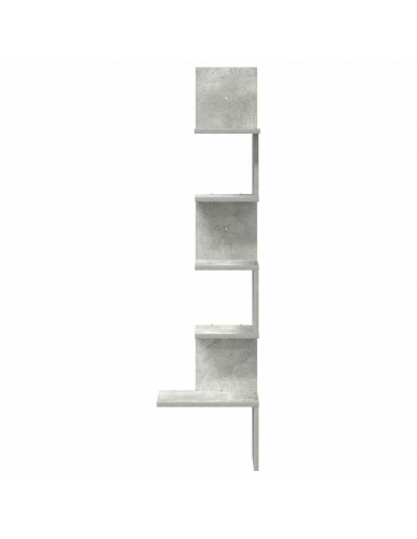 Scaffale Angolare a Muro Grigio Cemento 32x32x127,5 cm