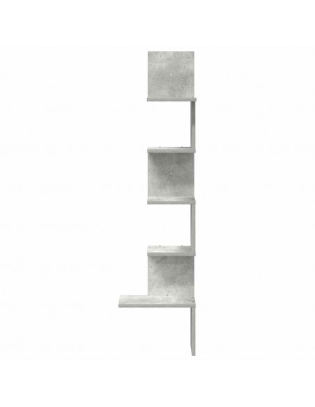 Scaffale Angolare a Muro Grigio Cemento 32x32x127,5 cm