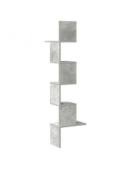 Scaffale Angolare a Muro Grigio Cemento 32x32x127,5 cm