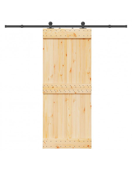 Porta Scorrevole con Set Hardware 85x210 cm Legno Massello Pino