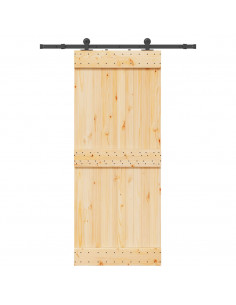 Porta Scorrevole con Set Hardware 85x210 cm Legno Massello Pino