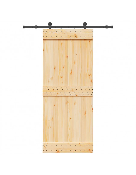 Porta Scorrevole con Set Hardware 85x210 cm Legno Massello Pino