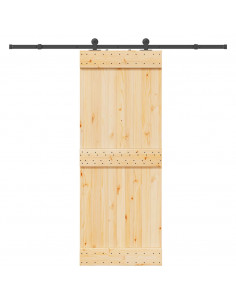Porta Scorrevole con Set Hardware 80x210 cm Legno Massello Pino