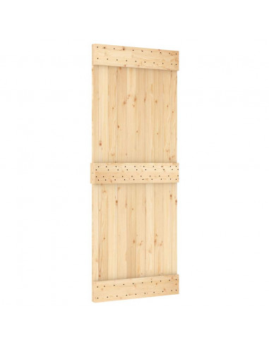 Porta Scorrevole con Set Hardware 80x210 cm Legno Massello Pino