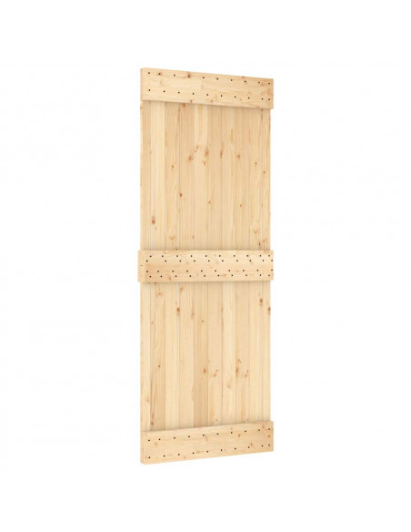 Porta Scorrevole con Set Hardware 80x210 cm Legno Massello Pino