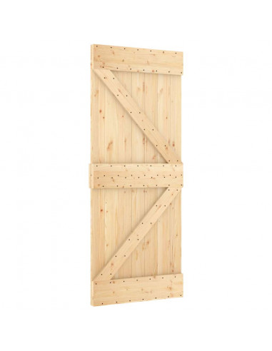 Porta Scorrevole con Set Hardware 85x210 cm Legno Massello Pino