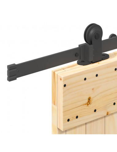 Porta Scorrevole con Set Hardware 90x210 cm Legno Massello Pino