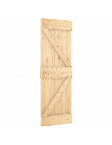 Porta Scorrevole con Set Hardware 85x210 cm Legno Massello Pino