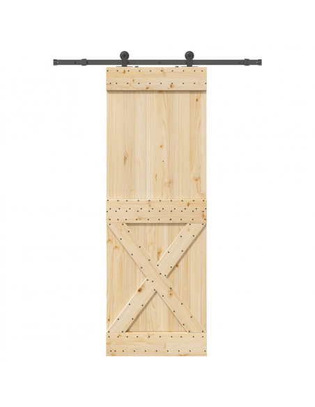 Porta Scorrevole con Set Hardware 80x210 cm Legno Massello Pino