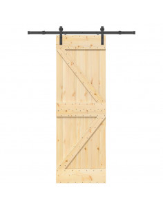 Porta Scorrevole con Set Hardware 70x210 cm Legno Massello Pino