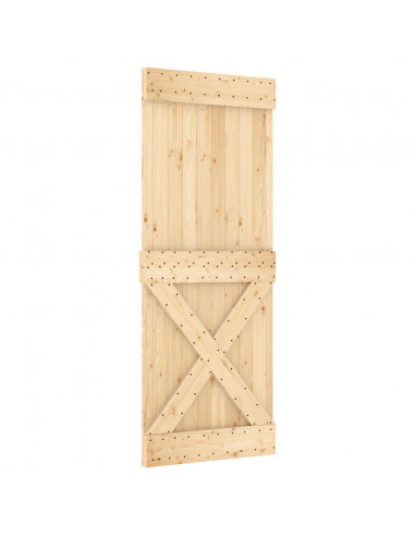 Porta Scorrevole con Set Hardware 80x210 cm Legno Massello Pino