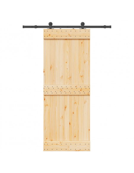 Porta Scorrevole con Set Hardware 80x210 cm Legno Massello Pino