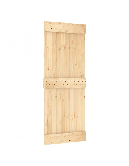 Porta Scorrevole con Set Hardware 80x210 cm Legno Massello Pino