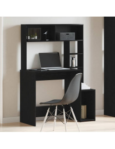 Scrivania con Mensole Nera 100x45x140 cm in Legno Multistrato 2