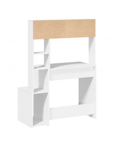 Scrivania con Mensole Bianca 100x45x140 cm in Legno Multistrato