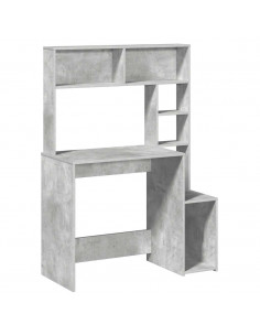 Scrivania Mensole Grigio Cemento 100x45x140cm Legno Multistrato