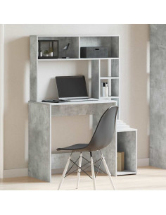 Scrivania Mensole Grigio Cemento 100x45x140cm Legno Multistrato 2