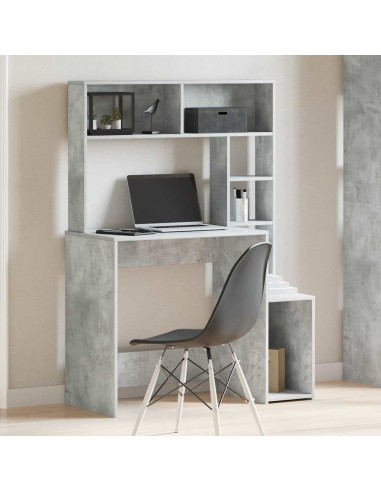 Scrivania Mensole Grigio Cemento 100x45x140cm Legno Multistrato