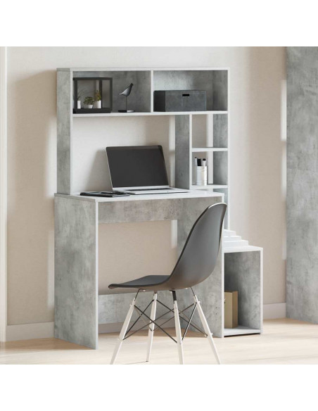 Scrivania Mensole Grigio Cemento 100x45x140cm Legno Multistrato