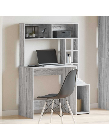Scrivania Mensole Grigio Sonoma 100x45x140 cm Legno Multistrato