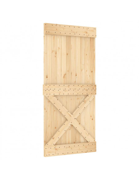 Porta Scorrevole con Set Hardware 95x210 cm Legno Massello Pino