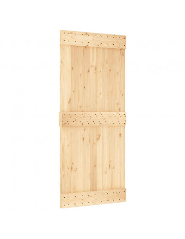 Porta Scorrevole con Set Hardware 90x210 cm Legno Massello Pino