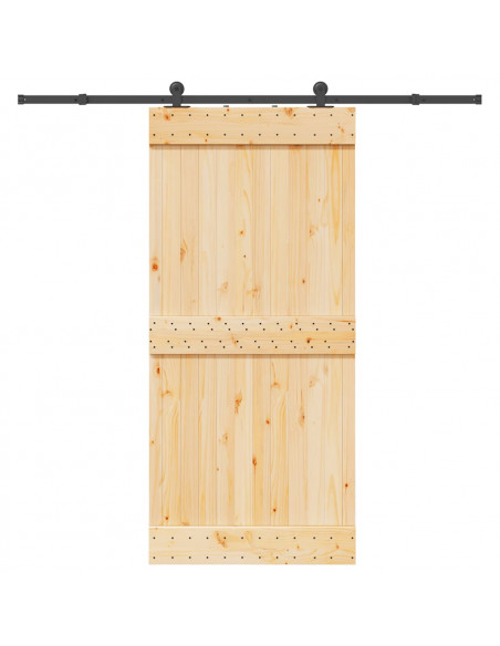 Porta Scorrevole con Set Hardware 95x210 cm Legno Massello Pino
