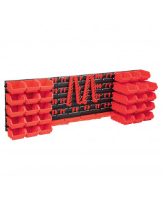 Kit Contenitori 80 pz con Pannelli a Parete Rosso e Nero