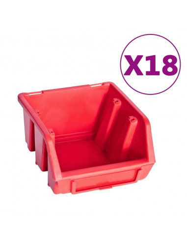 Kit Contenitori 80 pz con Pannelli a Parete Rosso e Nero