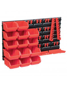 Kit Contenitori 39 pz con Pannelli a Parete Rosso e Nero