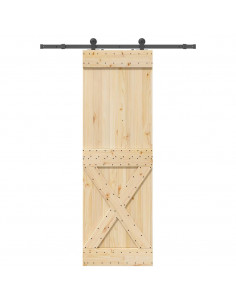 Porta Scorrevole con Set Hardware 70x210 cm Legno Massello Pino