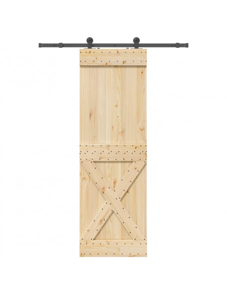 Porta Scorrevole con Set Hardware 70x210 cm Legno Massello Pino