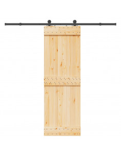 Porta Scorrevole con Set Hardware 70x210 cm Legno Massello Pino