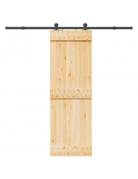 Porta Scorrevole con Set Hardware 70x210 cm Legno Massello Pino