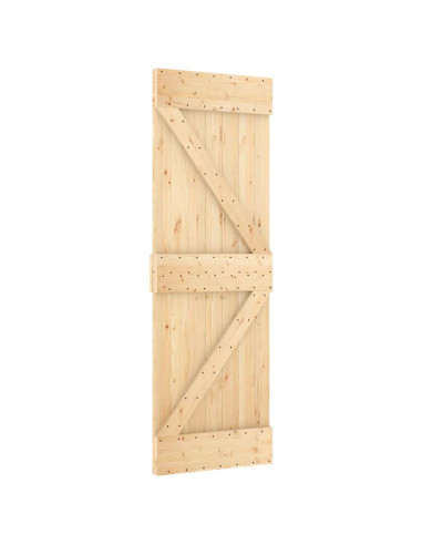 Porta Scorrevole con Set Hardware 70x210 cm Legno Massello Pino