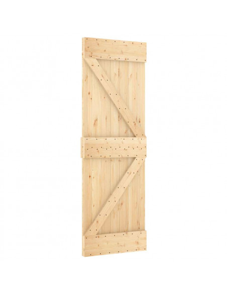 Porta Scorrevole con Set Hardware 70x210 cm Legno Massello Pino