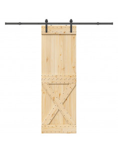 Porta Scorrevole con Set Hardware 70x210 cm Legno Massello Pino