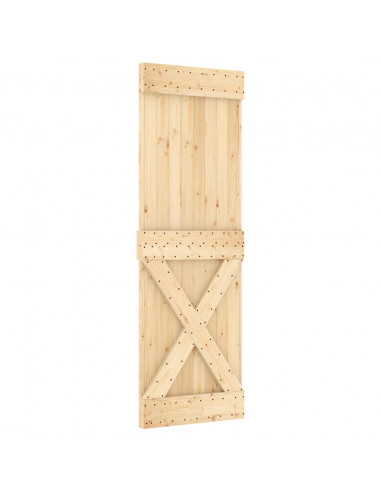 Porta Scorrevole con Set Hardware 70x210 cm Legno Massello Pino