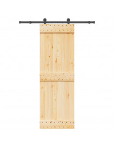 Porta Scorrevole con Set Hardware 70x210 cm Legno Massello Pino