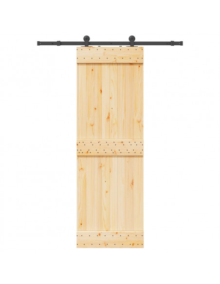 Porta Scorrevole con Set Hardware 70x210 cm Legno Massello Pino