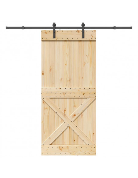 Porta Scorrevole con Set Hardware 100x210cm Legno Massello Pino