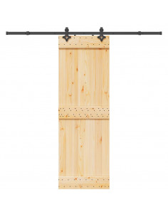 Porta Scorrevole con Set Hardware 70x210 cm Legno Massello Pino