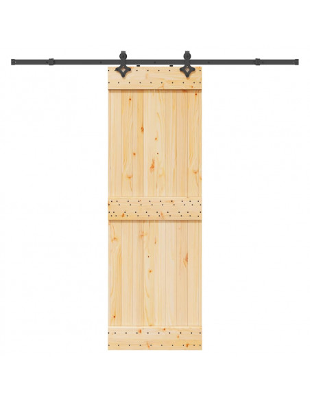 Porta Scorrevole con Set Hardware 70x210 cm Legno Massello Pino