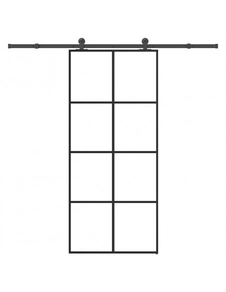 Porta Scorrevole con Ferramenta 90x205cm Vetro ESG Alluminio