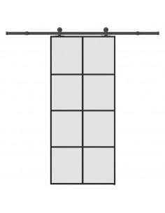 Porta Scorrevole con Ferramenta 90x205cm Vetro ESG Alluminio