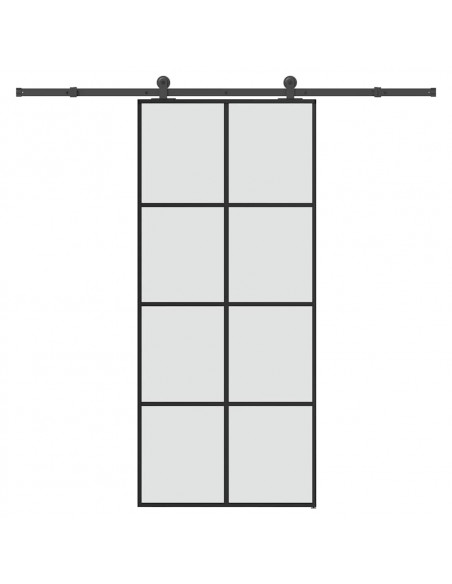 Porta Scorrevole con Ferramenta 90x205cm Vetro ESG Alluminio